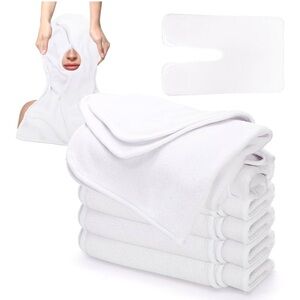 NEW 5 Pack White Facial Towels U-Shaped Soft Microfiber